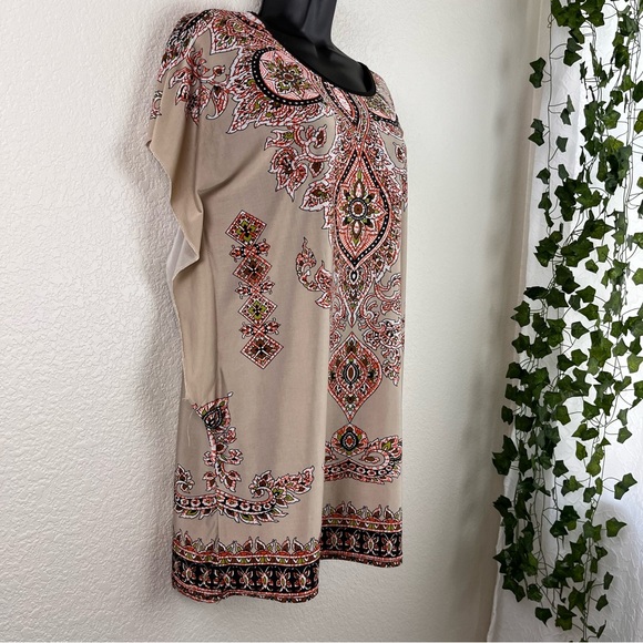 Boho Earthy Design Tan Tunic Size S/M - Picture 4 of 7